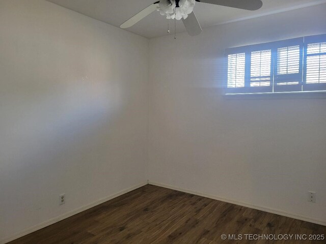 1604 S 5th St, Mcalester, OK 74501 - unfurnished room featuring ceiling fan and dark wood-style floors