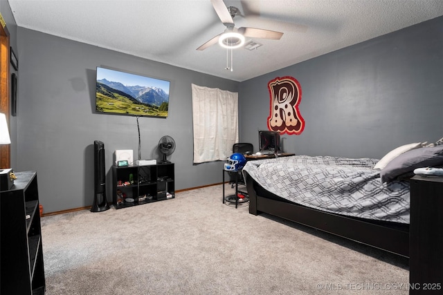 1934 Birnamwood, Miami, OK 74354 - bedroom with carpet flooring, a ceiling fan, a textured ceiling, and an office area