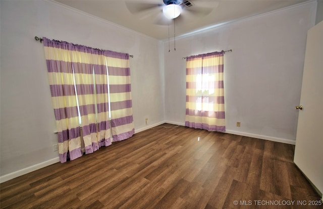 711 S 29th St W, Muskogee, OK 74401 - unfurnished room with wood finished floors, a ceiling fan, and ornamental molding