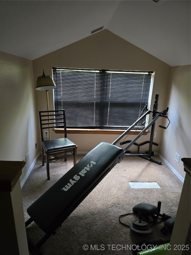 617 N 11th St, Pawnee, OK 74058 - exercise area with carpet and lofted ceiling