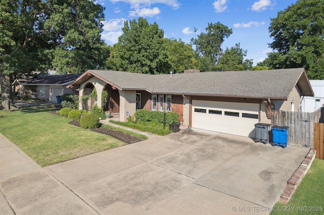 7058 E 52nd Pl, Tulsa, OK 74145 - single story home featuring an attached garage, brick siding, driveway, and a shingled roof