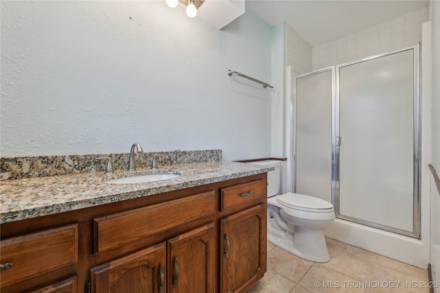 3609 E Scenic Dr, Cushing, OK 74023 - full bathroom with a stall shower, vanity, and tile patterned floors