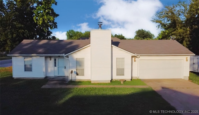 301 S Division St, Sapulpa, OK 74066 - single story home featuring a chimney, concrete driveway, and an attached garage