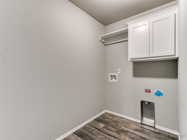 3604 E Quebec St, Broken Arrow, OK 74014 - washroom with cabinet space, hookup for a washing machine, and dark wood finished floors