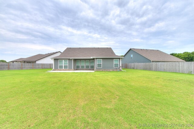 3604 E Quebec St, Broken Arrow, OK 74014 - back of property featuring a fenced backyard and a patio area