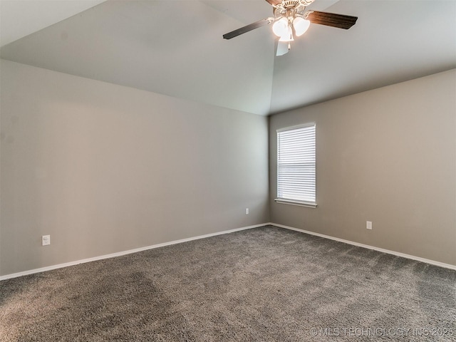3604 E Quebec St, Broken Arrow, OK 74014 - spare room with vaulted ceiling, a ceiling fan, and carpet floors