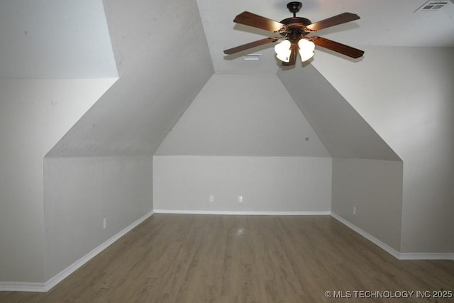 11906 S Nandina St, Jenks, OK 74037 - bonus room featuring wood finished floors, a ceiling fan, and vaulted ceiling