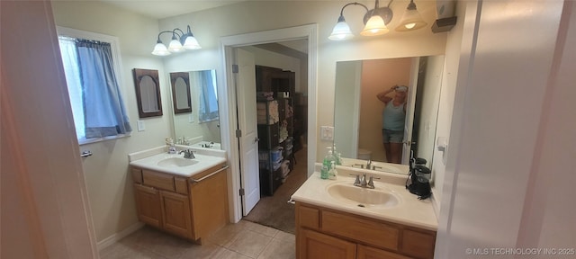 1704 Estates Dr, Grove, OK 74344 - full bathroom featuring tile patterned floors, vanity, and a chandelier