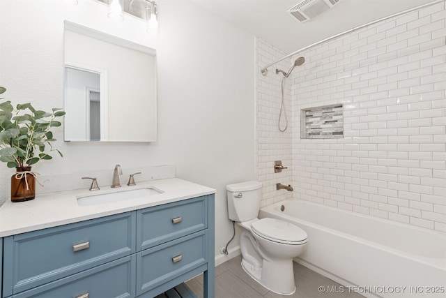 12317 E 18th St, Tulsa, OK 74128 - full bathroom with vanity, tub / shower combination, and tile patterned flooring