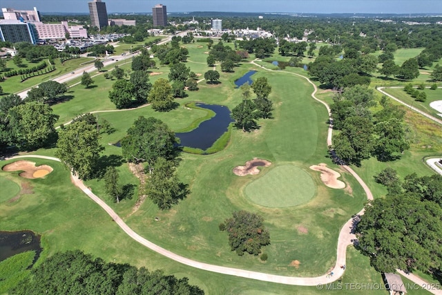 5861 S Hudson Pl, Tulsa, OK 74135 - aerial view of property and surrounding area featuring a nearby body of water and a local golf course