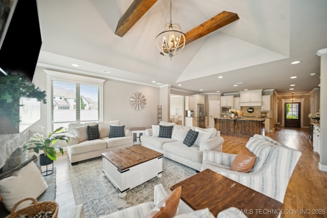 11802 S New Haven Ave, Tulsa, OK 74137 - living area featuring a chandelier, recessed lighting, and light wood finished floors