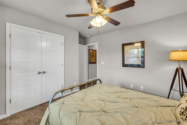 3331 Bunker St, Claremore, OK 74019 - carpeted bedroom with a closet and a ceiling fan