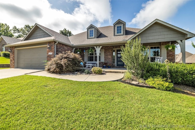 3331 Bunker St, Claremore, OK 74019 - view of front of property featuring brick siding, covered porch, and a front yard