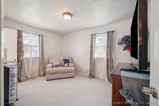 4647 S 30th W Ave, Tulsa, OK 74107 - living area with plenty of natural light, carpet floors, and a textured ceiling
