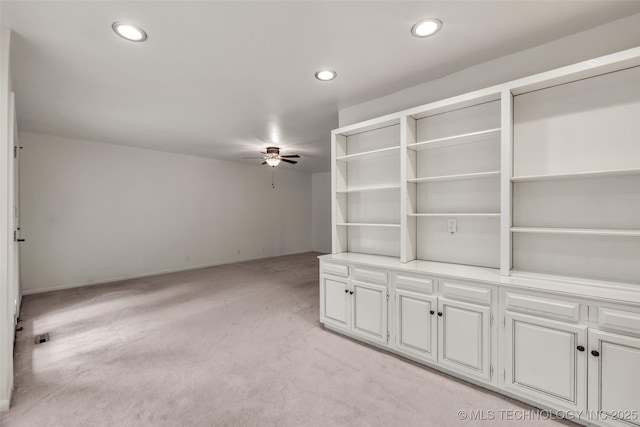 4350 E 74th Pl, Tulsa, OK 74136 - spare room featuring ceiling fan, light colored carpet, and recessed lighting