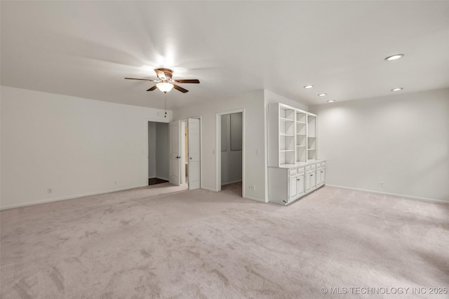 4350 E 74th Pl, Tulsa, OK 74136 - empty room featuring ceiling fan, light carpet, and recessed lighting
