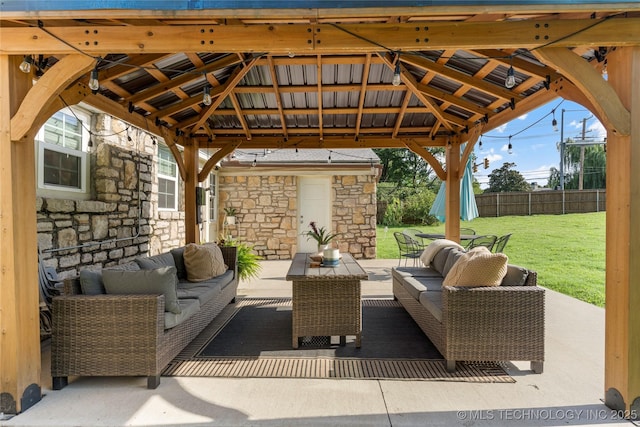 1640 E 41st St, Tulsa, OK 74105 - view of patio featuring a gazebo and an outdoor hangout area