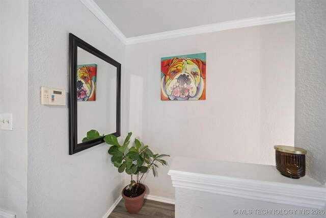6376 S 80th E Ave Unit G, Tulsa, OK 74133 - corridor with ornamental molding and wood finished floors