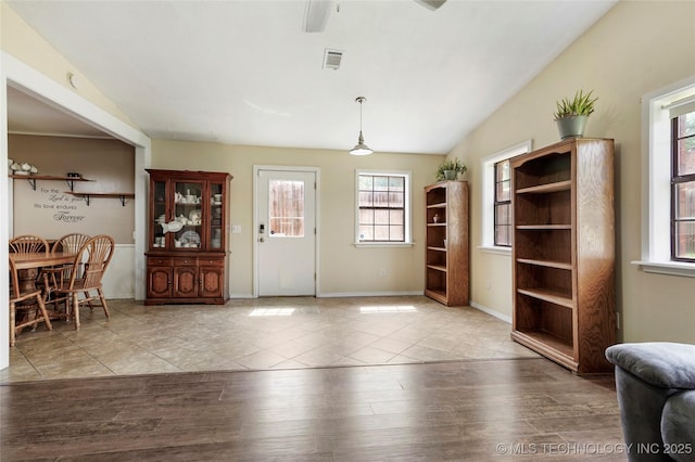 1508 Melissa Cir, Sapulpa, OK 74066 - dining room with plenty of natural light, ceiling fan, and wood finished floors