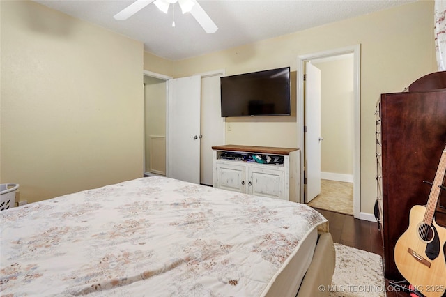 1508 Melissa Cir, Sapulpa, OK 74066 - bedroom featuring dark wood-style floors and ceiling fan