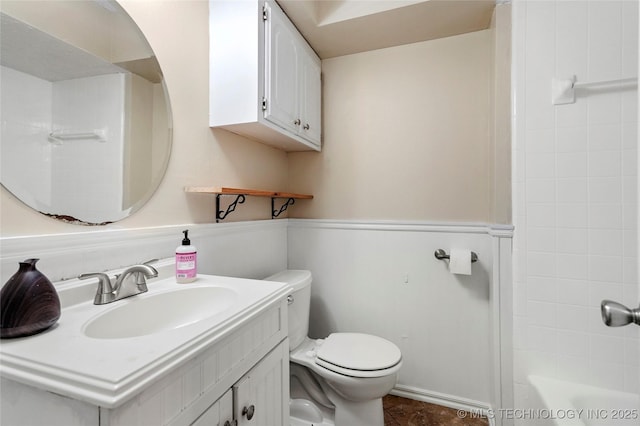 1508 Melissa Cir, Sapulpa, OK 74066 - bathroom with vanity, wainscoting, and  shower combination