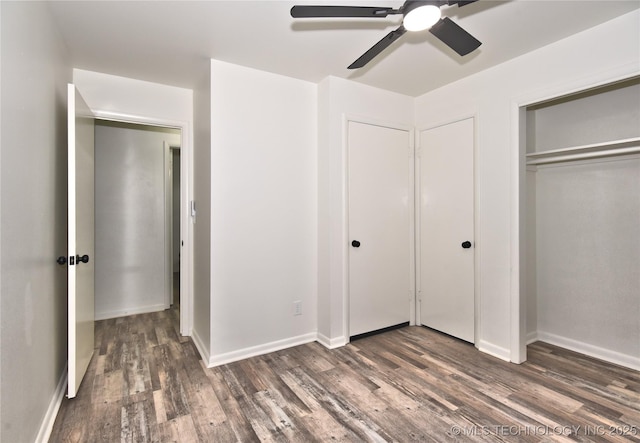 5701 S Rockford Pl, Tulsa, OK 74105 - unfurnished bedroom with wood finished floors and a ceiling fan