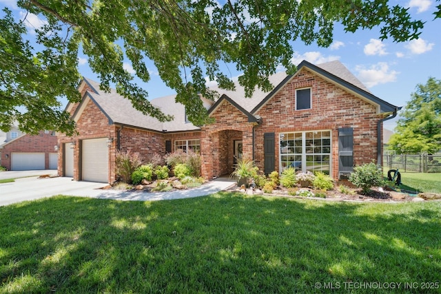 14003 E 87th Pl N, Owasso, OK 74055 - view of front of property featuring brick siding, an attached garage, roof with shingles, and concrete driveway