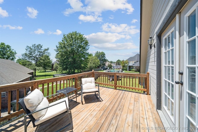 14003 E 87th Pl N, Owasso, OK 74055 - wooden deck featuring a yard and french doors