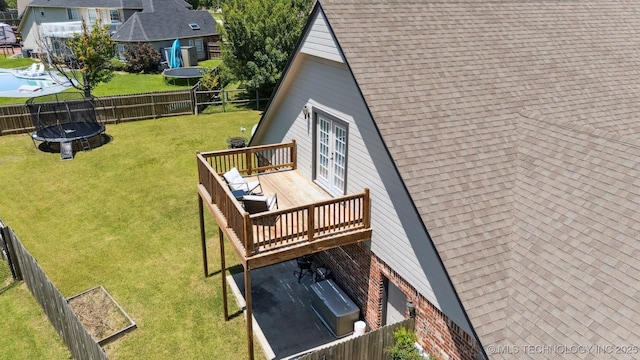 14003 E 87th Pl N, Owasso, OK 74055 - deck featuring a trampoline and a fenced backyard