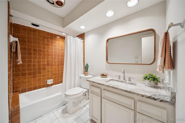 8912 S 70th E Ave, Tulsa, OK 74133 - bathroom with vanity, shower / bath combination with curtain, and recessed lighting