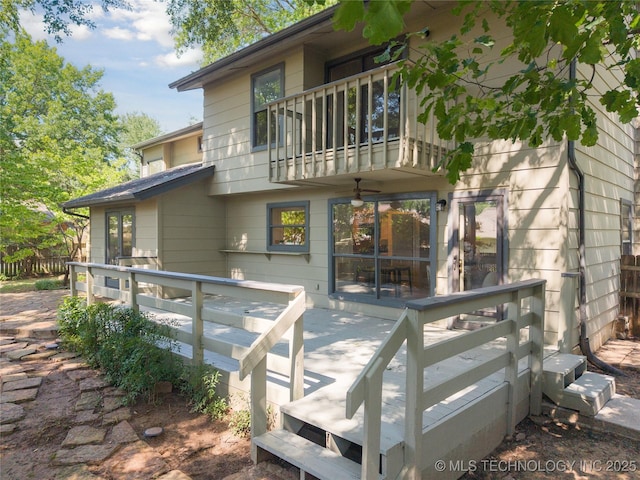 8912 S 70th E Ave, Tulsa, OK 74133 - rear view of property featuring a balcony and a deck