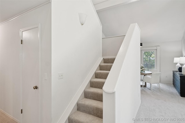 8912 S 70th E Ave, Tulsa, OK 74133 - staircase with carpet floors and lofted ceiling