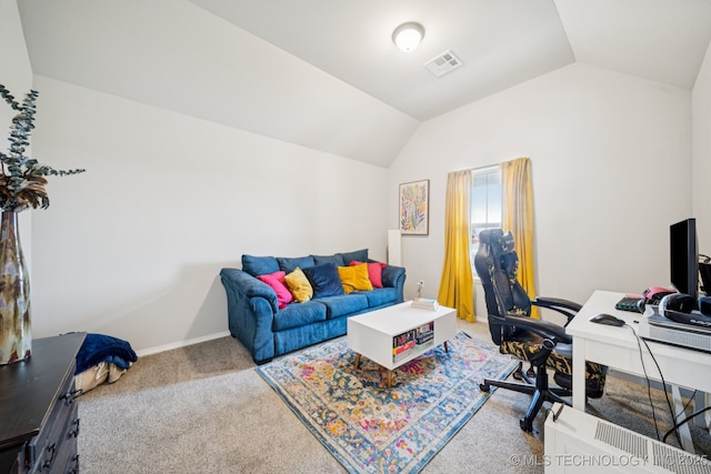7413 N 160th E Ave, Owasso, OK 74055 - carpeted office featuring lofted ceiling and baseboards
