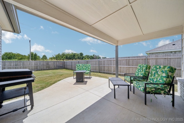 7413 N 160th E Ave, Owasso, OK 74055 - fenced backyard featuring a patio area and a grill
