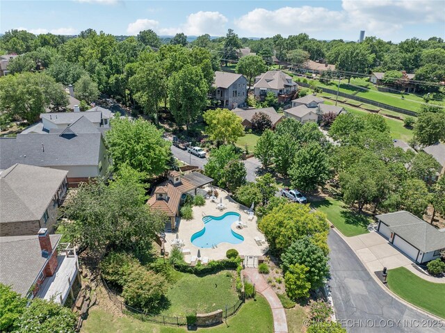 7534 S Hudson Pl, Tulsa, OK 74136 - aerial view of residential area with a pool area