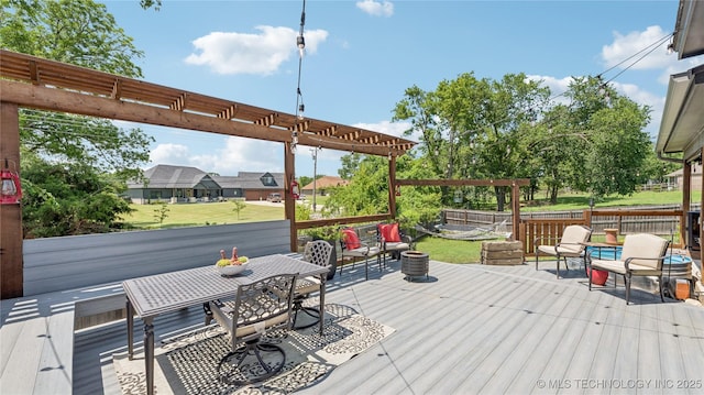 21820 Summit Trl, Claremore, OK 74019 - deck with a pergola and outdoor dining area