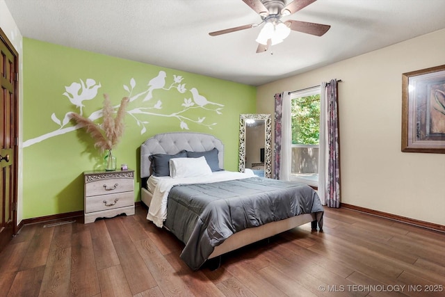 4335 E 87th St, Tulsa, OK 74137 - bedroom featuring dark wood-style floors and ceiling fan