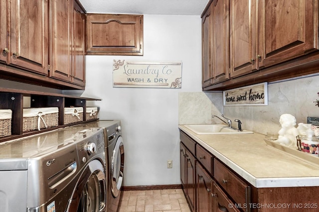 4335 E 87th St, Tulsa, OK 74137 - laundry area featuring cabinet space and washer and dryer