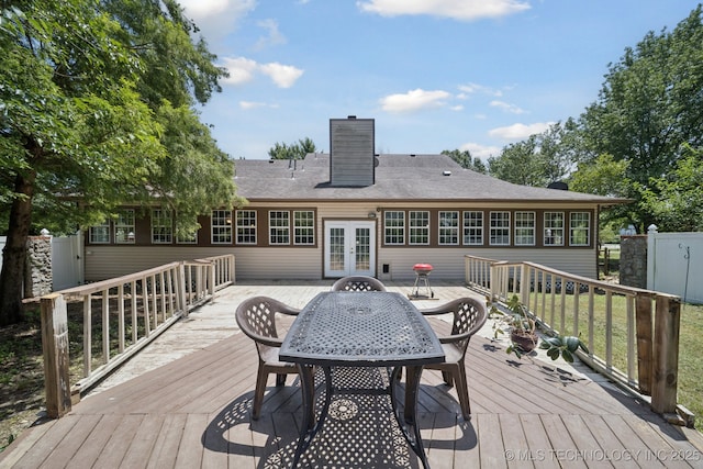 10102 N 147th E Ave, Owasso, OK 74055 - wooden deck featuring french doors and outdoor dining area