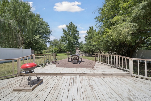 10102 N 147th E Ave, Owasso, OK 74055 - deck featuring a fenced backyard and outdoor dining space