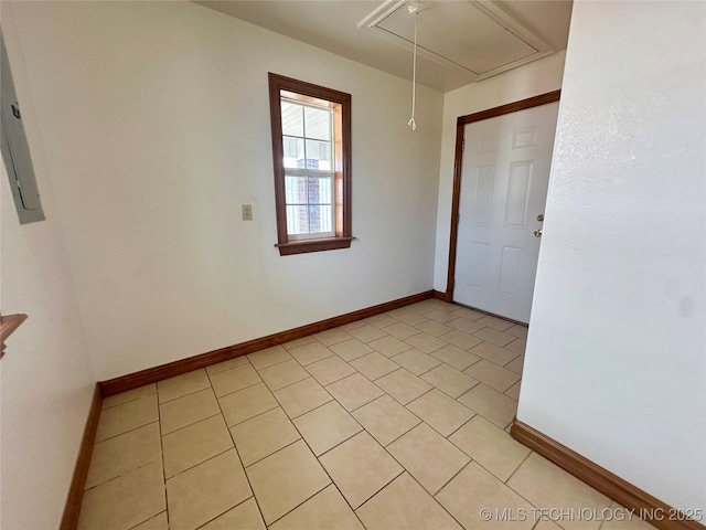 215 Belt St, Eufaula, OK 74432 - unfurnished room with attic access and light tile patterned floors