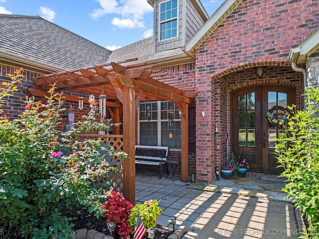 5719 Nottingham Pl, Bartlesville, OK 74006 - view of patio featuring french doors and a pergola