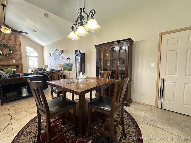 1530 Persimmon, Ardmore, OK 73401 - dining room with vaulted ceiling and ceiling fan