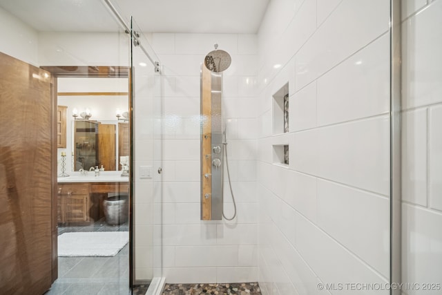 12526 S 12th St, Jenks, OK 74037 - full bathroom featuring a stall shower and vanity