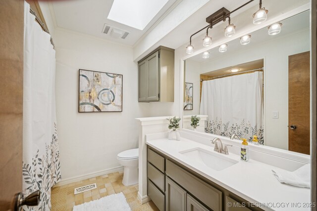 12526 S 12th St, Jenks, OK 74037 - bathroom featuring vanity, a skylight, and a shower with shower curtain