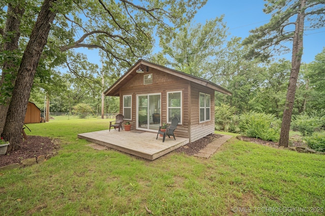 12526 S 12th St, Jenks, OK 74037 - back of property with a wooden deck and an outdoor structure