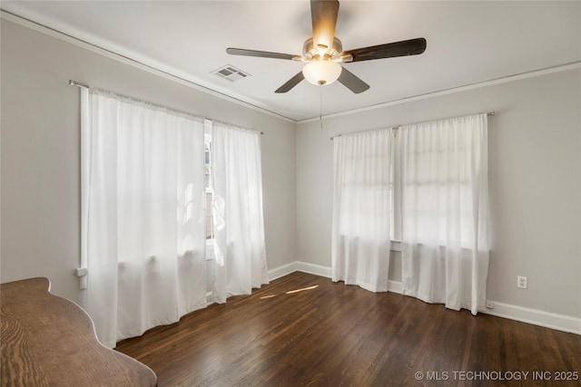 1510 S College Ave, Tulsa, OK 74104 - unfurnished room featuring a ceiling fan, wood finished floors, and ornamental molding