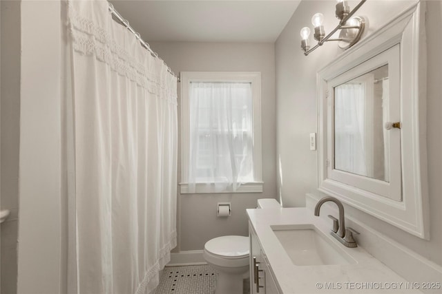 1510 S College Ave, Tulsa, OK 74104 - bathroom with vanity, tile patterned floors, and curtained shower