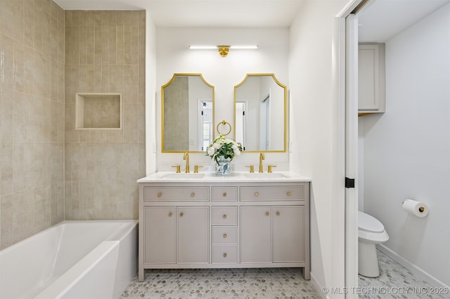 10 E 31st Pl, Sand Springs, OK 74063 - bathroom with double vanity and shower / bathtub combination