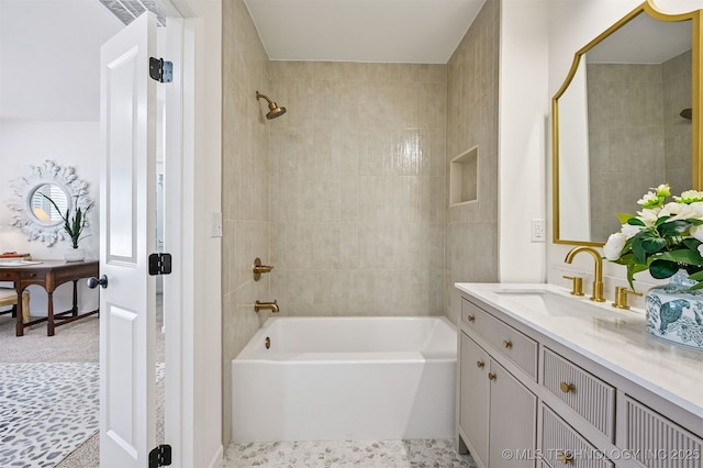 10 E 31st Pl, Sand Springs, OK 74063 - bathroom featuring vanity and tub / shower combination
